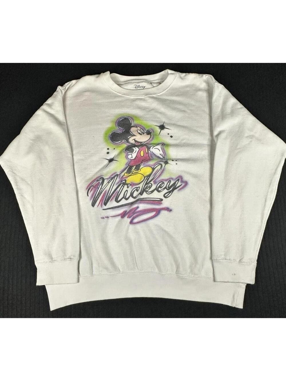 🐭✨ Disney Mickey Neon Script Sweatshirt L ✨🐭